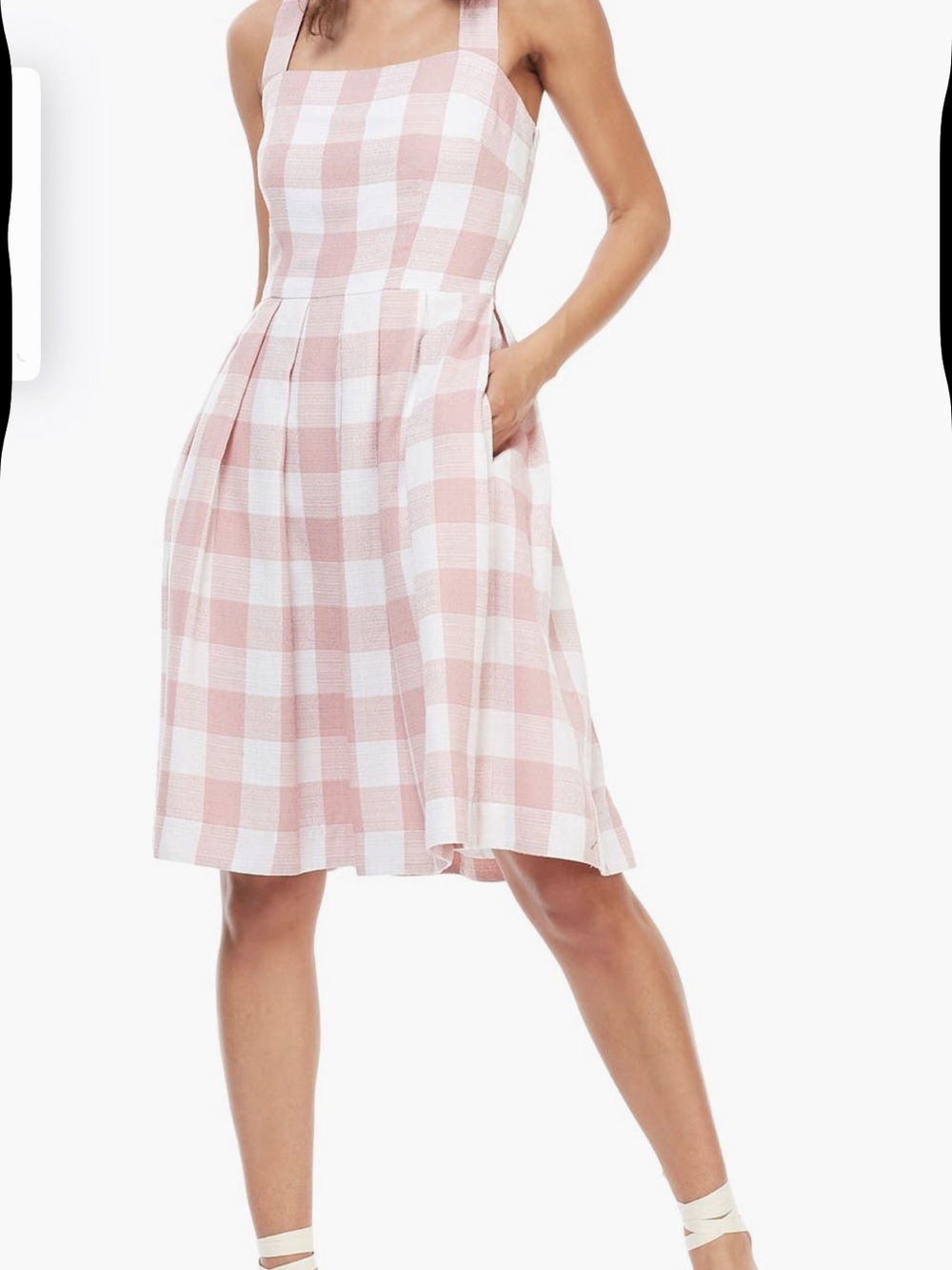 Gal Meets Glam Dusty Pink & White Gingham Midi Dress - Picture 3 of 9